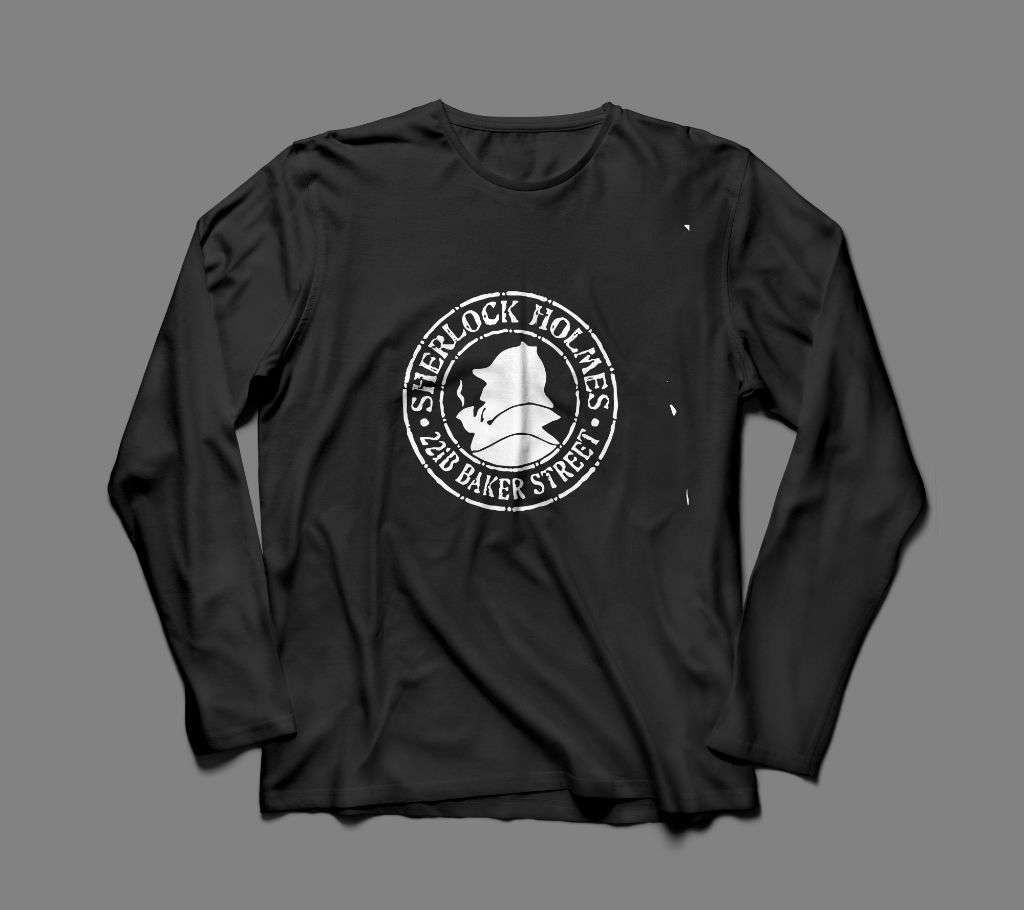SHERLOCK HOLMES LONG SLEEVE BLACK  COTTON TSHIRT FOR MEN