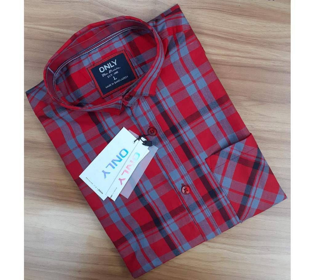 Full Sleeve Casual Shirt For Mens- Check  Red 