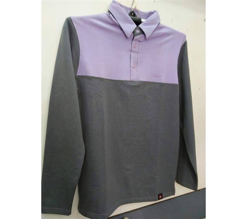 Mens Fulll Sleeve Polo Shirt (Violent deep ash)