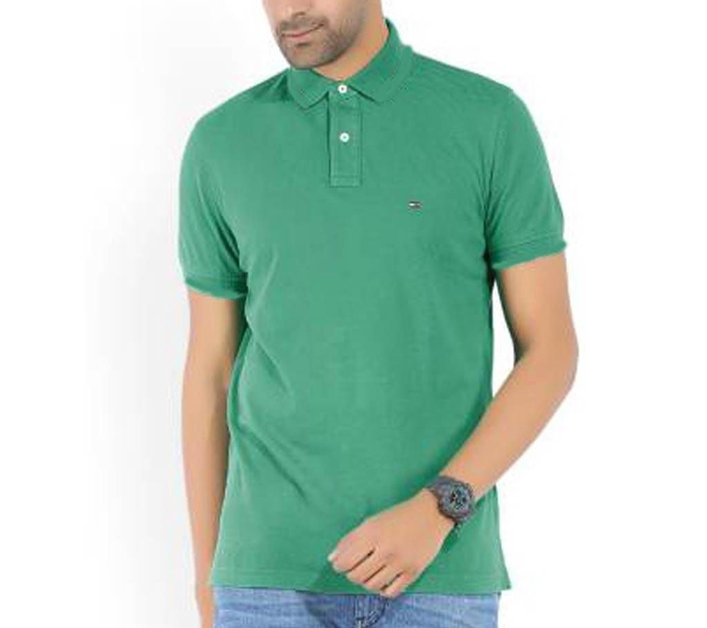 Solid Men's Polo Neck Green Shirt