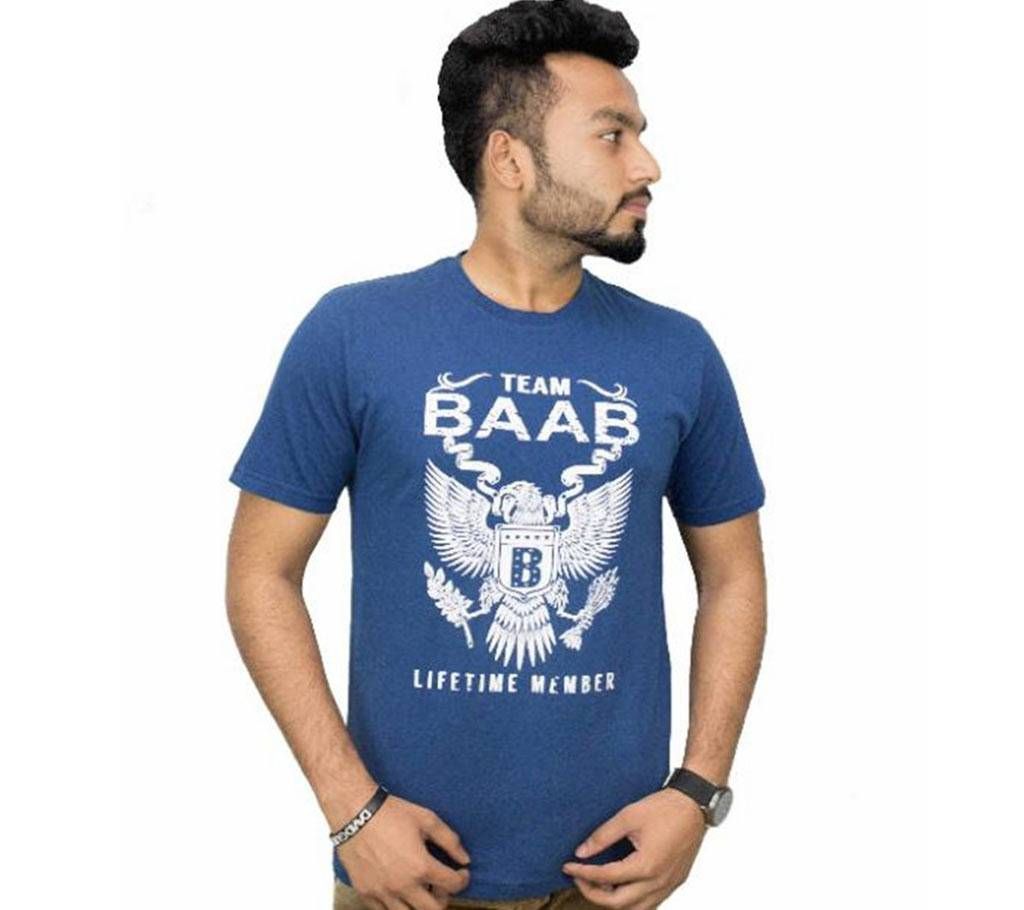 Gents Round Neck Cotton T-shirt -Blue