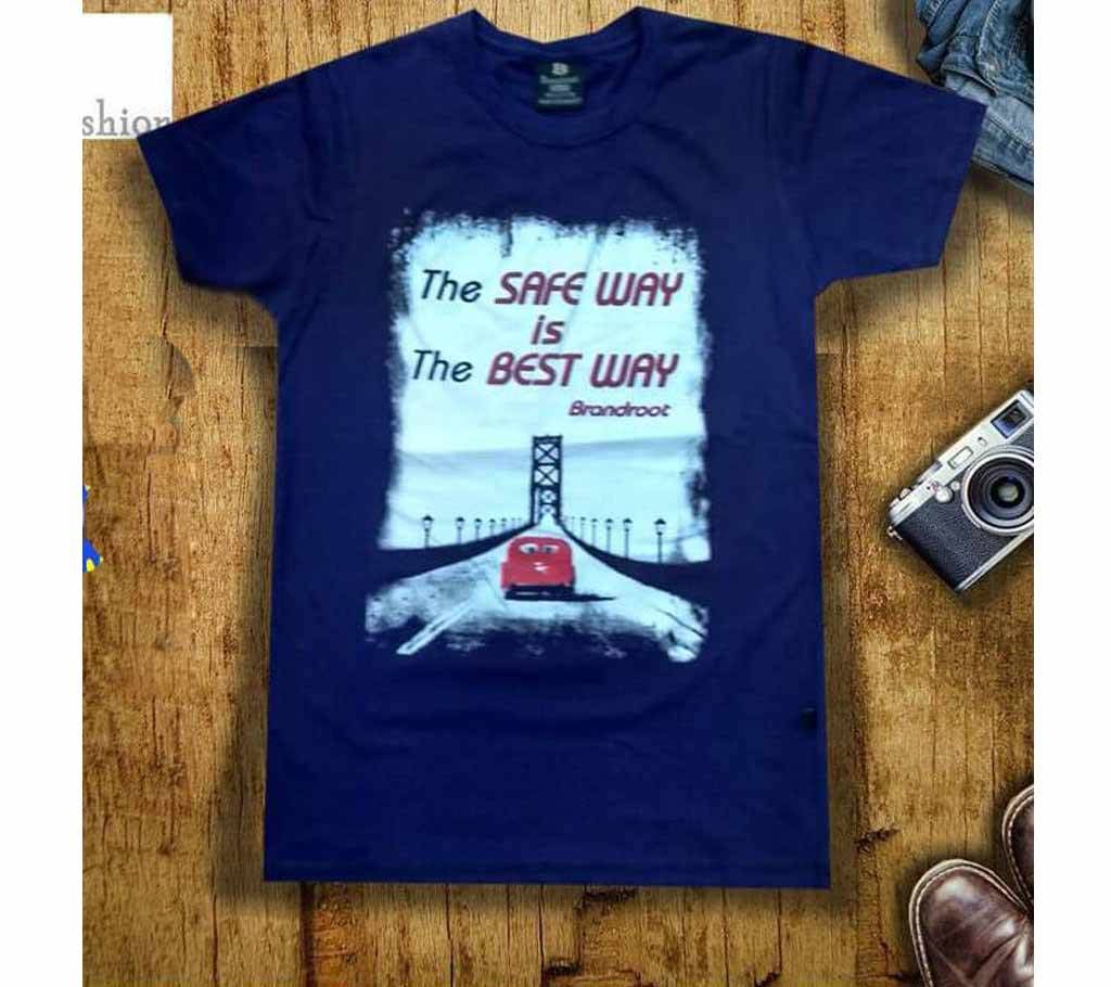 Blue Half Sleeve Cotton T shirt for men 