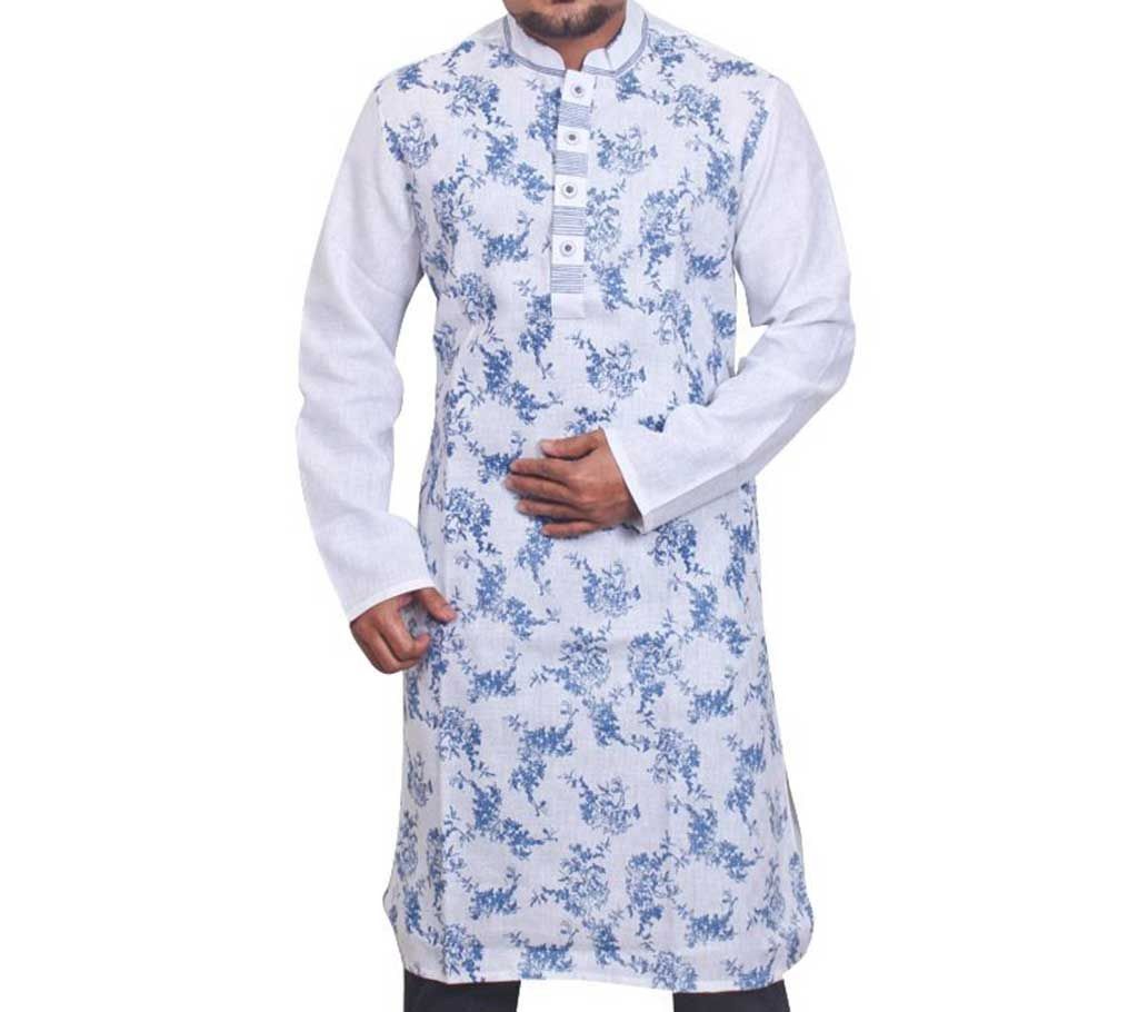 slim fit printed cotton long punjabi