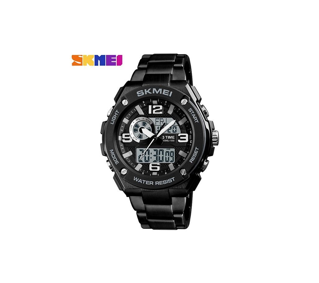 Analog Digital Skmei Watch Black Chain for Men(1333BL)-5MB4 2934 1A00  EVR1486