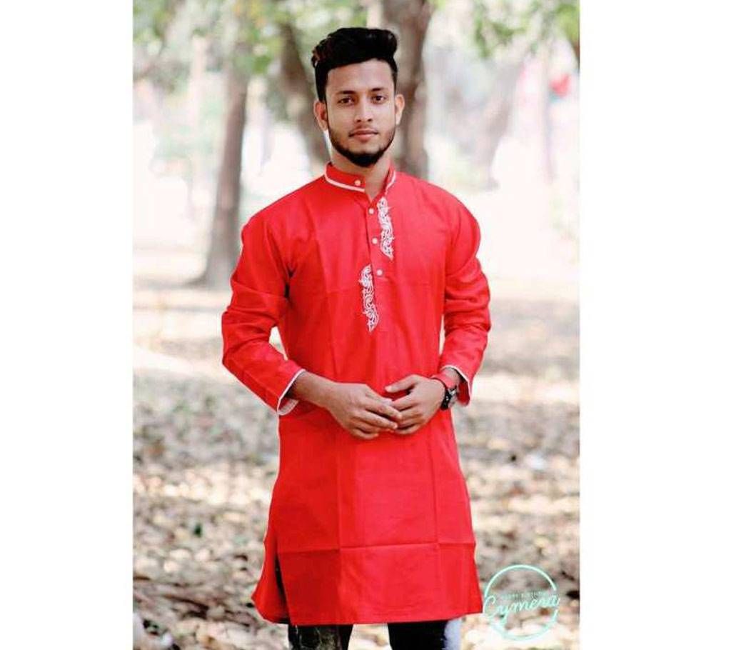 Red Cotton Casual Panjabi for Men