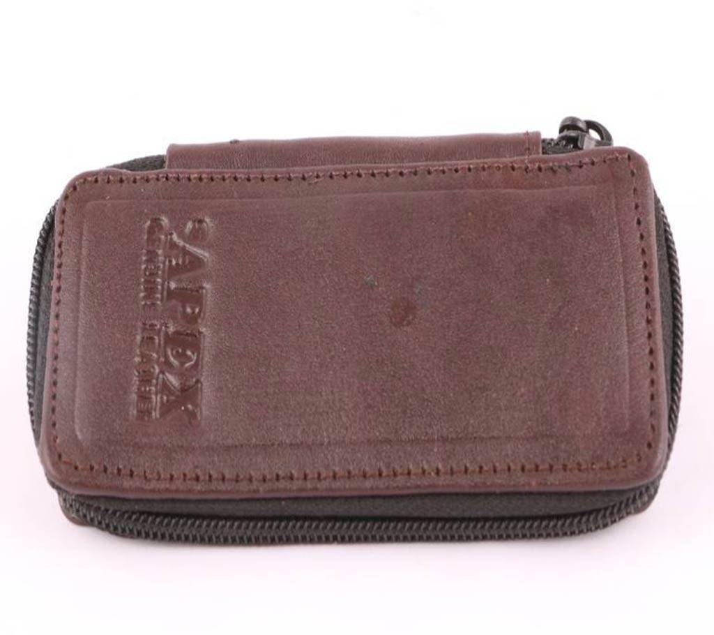 Key ring leather wallet chocolate