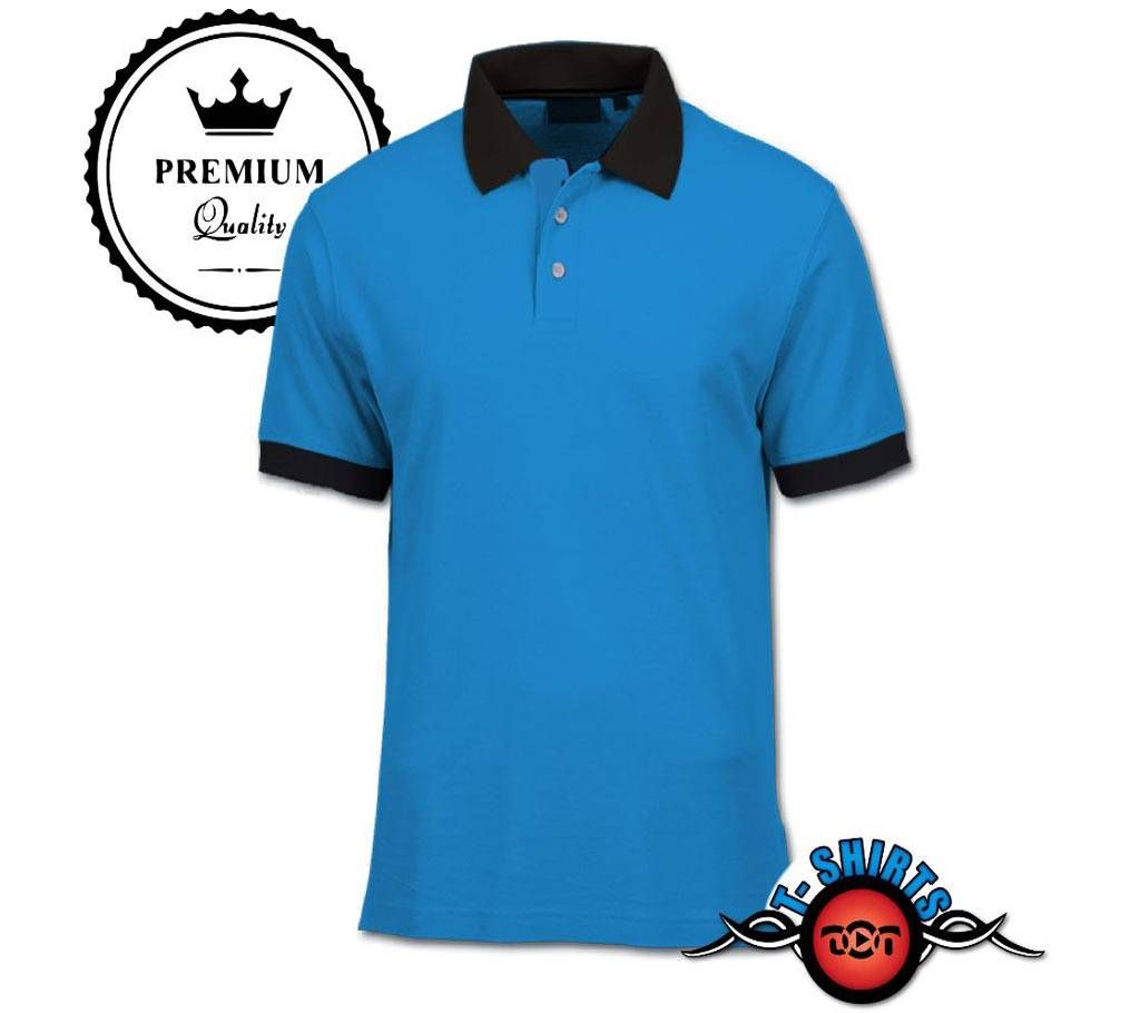 Half Sleeve Mens Polo Blue T-Shirt By DOT