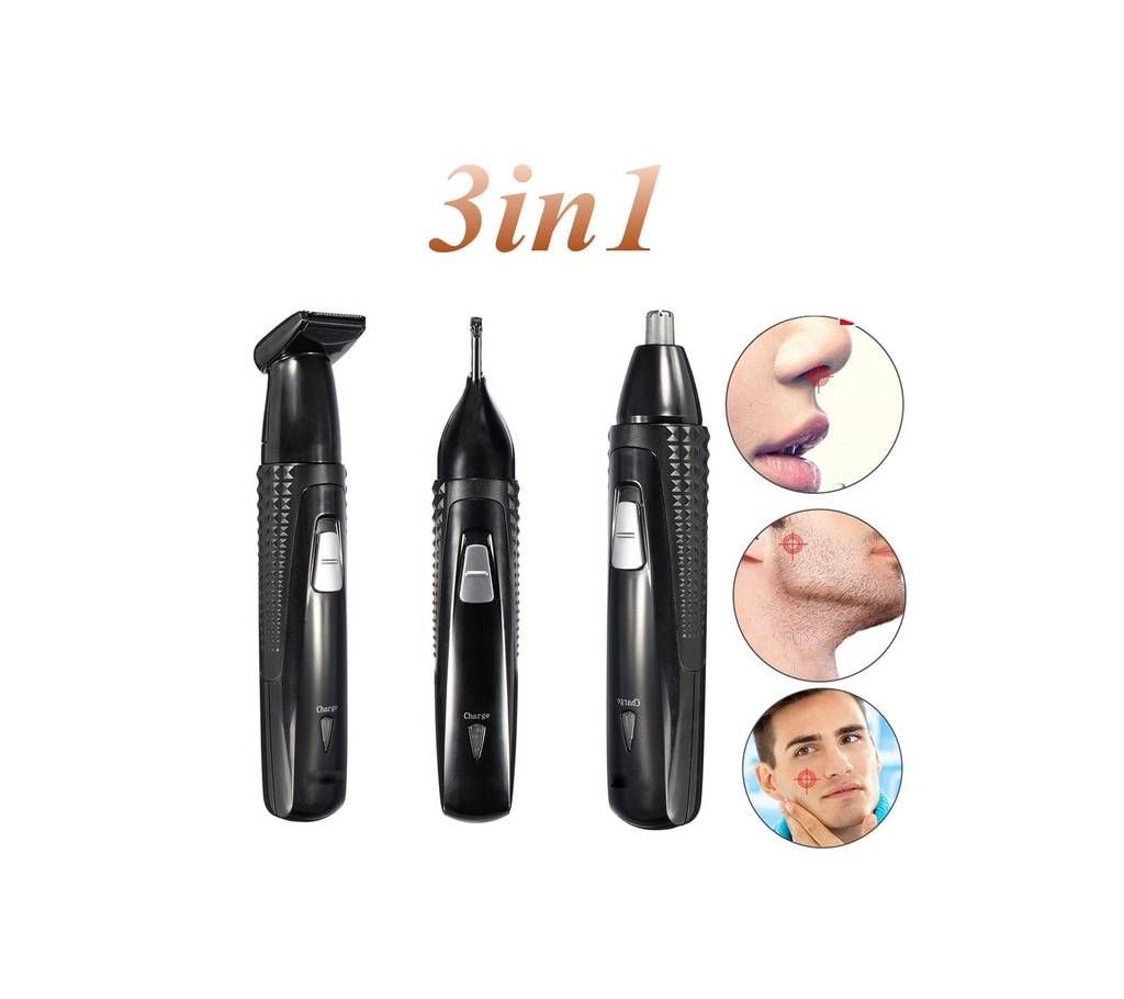 KM-309 3 in 1 Rechargeable Nose Hair Trimmers - Black