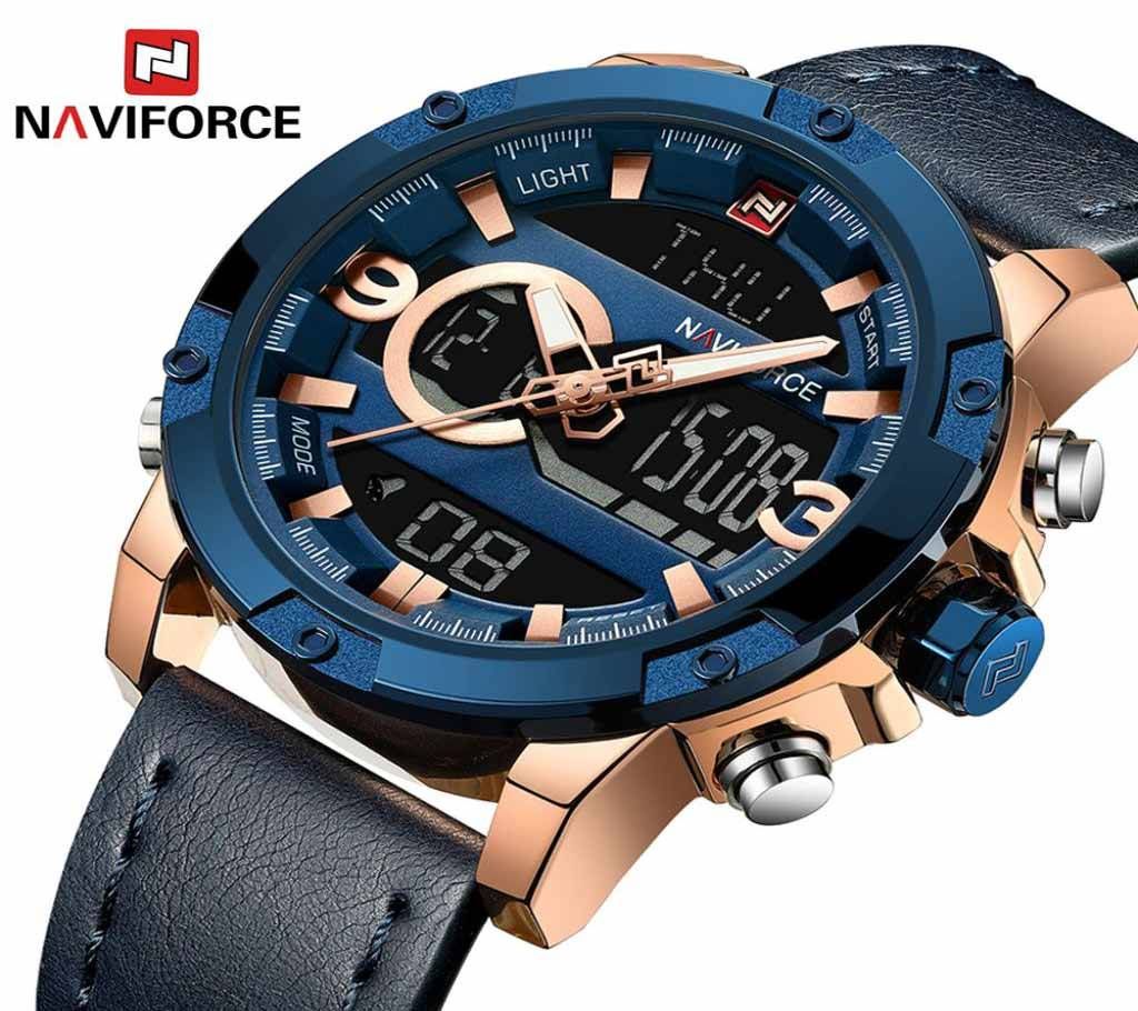 NAVIFORCE mens sport watches luxury brand mans best Digital quartz watch leather man waterproof army wrist watch Male