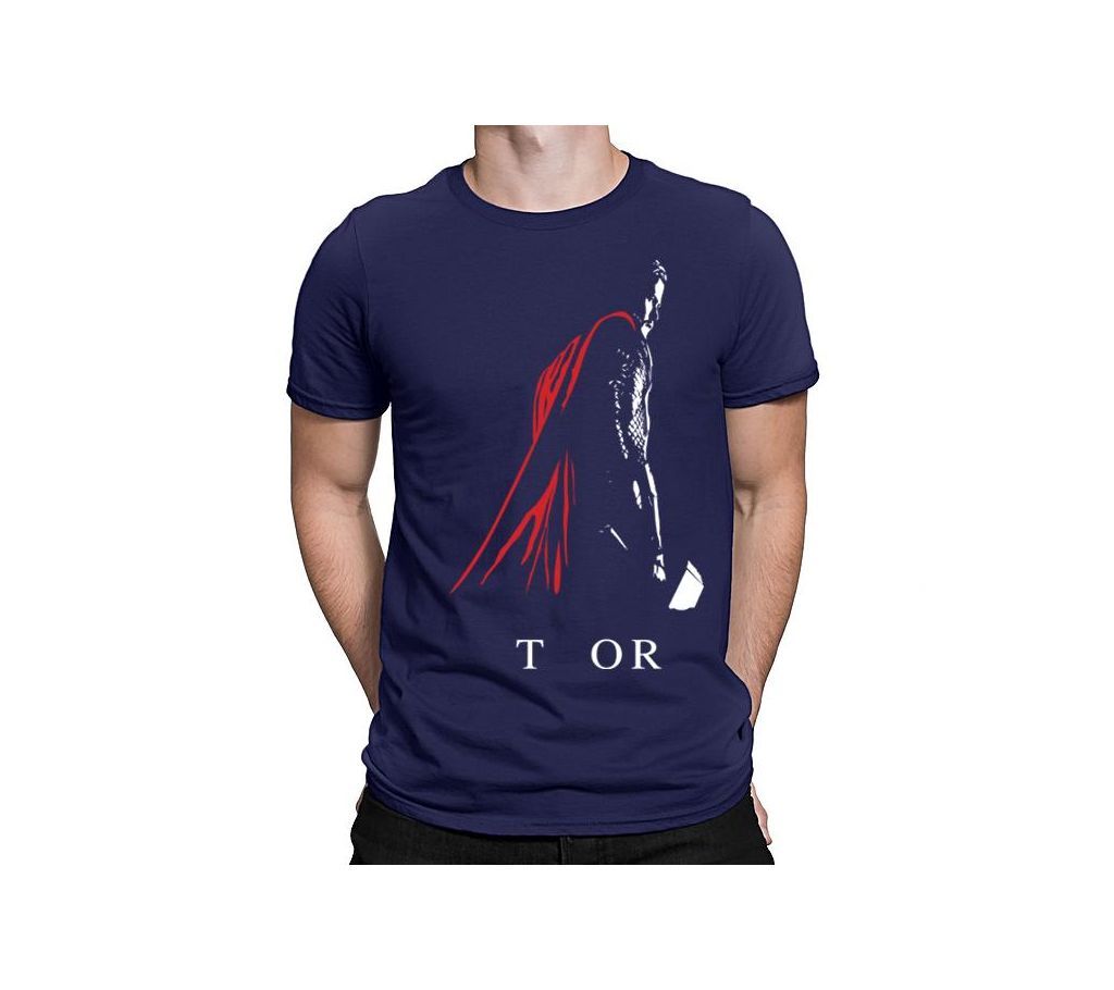 Navy Blue Cotton Thor T-Shirt for Men