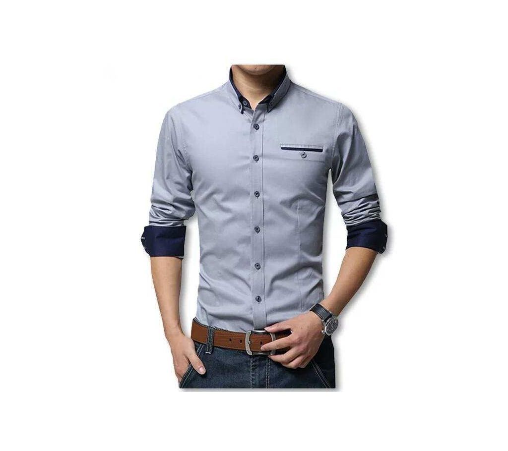 Gray Long Sleeve Casual Shirt for Men  UPF