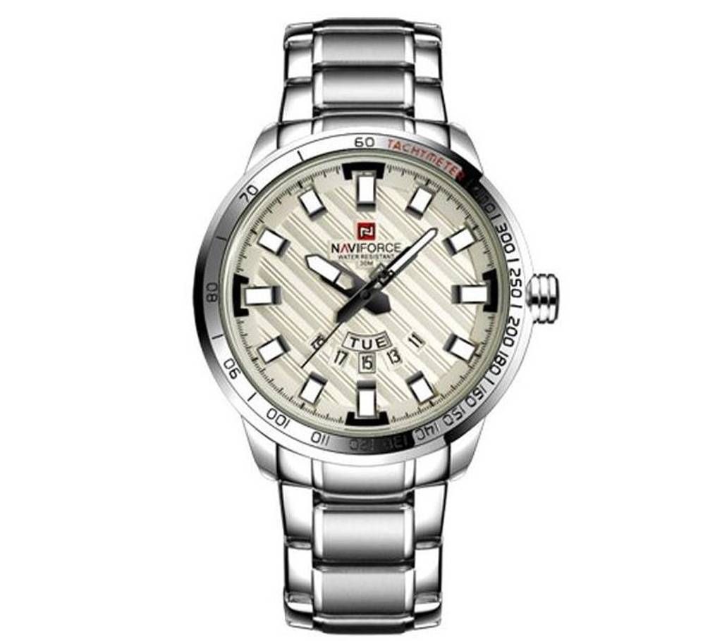 Naviforce Silver Stainless Steel Analog Watch for Men