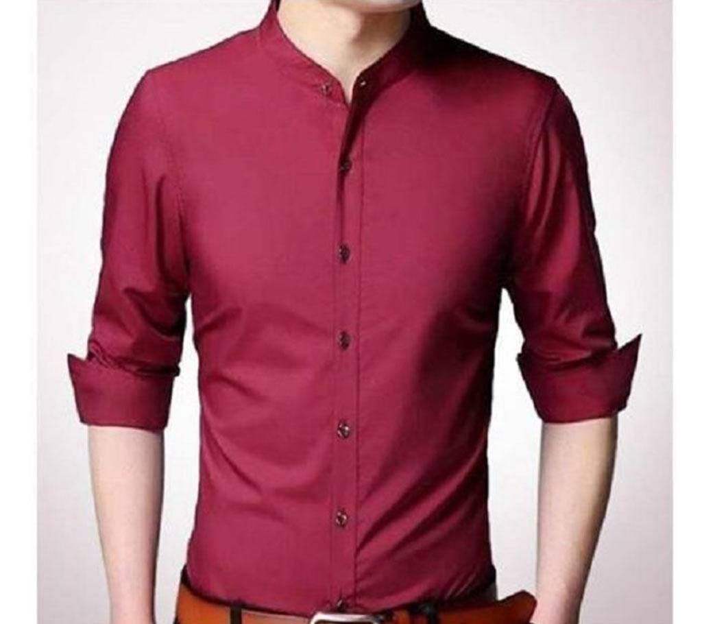 Crimson  Panama Long Sleeve Casual Shirt For Men  Upf