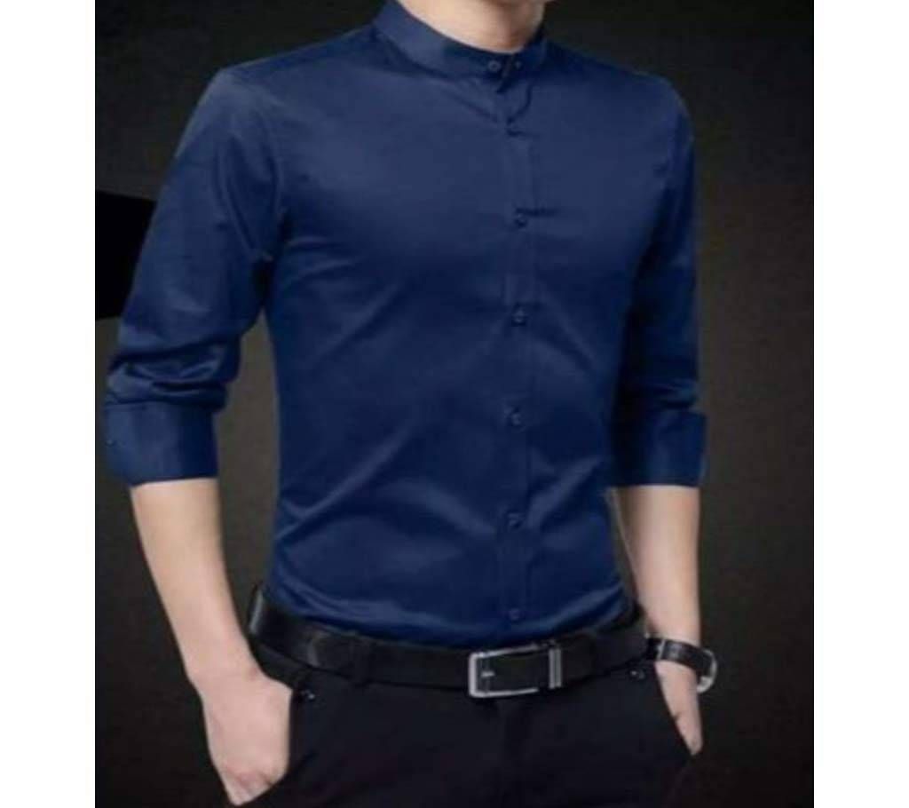 Navy Blue Panama  Full Sleeve Casual Shirt For Men  Upf1