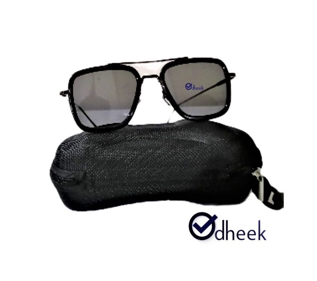  Metal Frame Men Sunglass Lens Black With  Travel Pouch