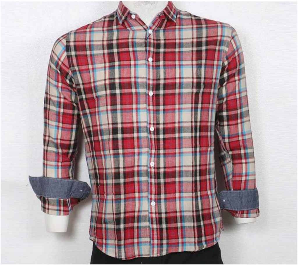 check cotton casual shirt for men 
