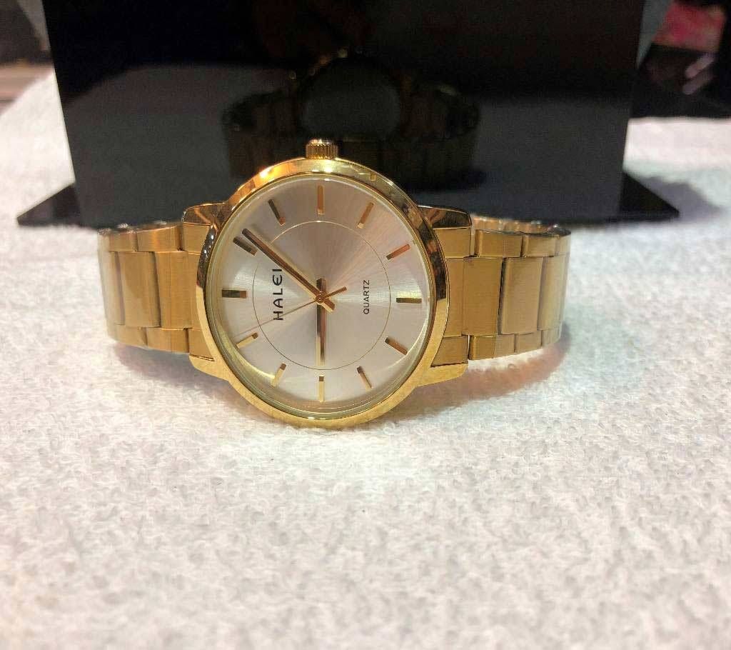 HALEI Gents Golden Chain Watch