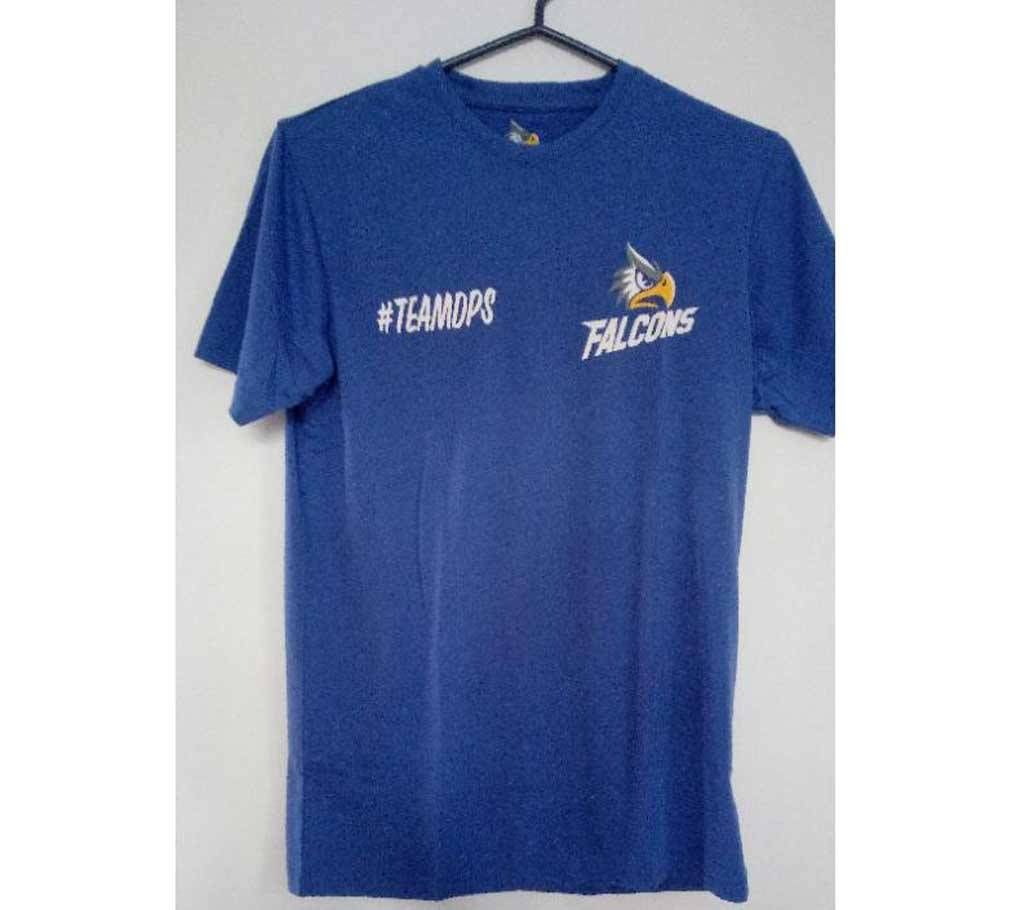 Men's Round Nack Half Sleeve Blue Cotton T shirt