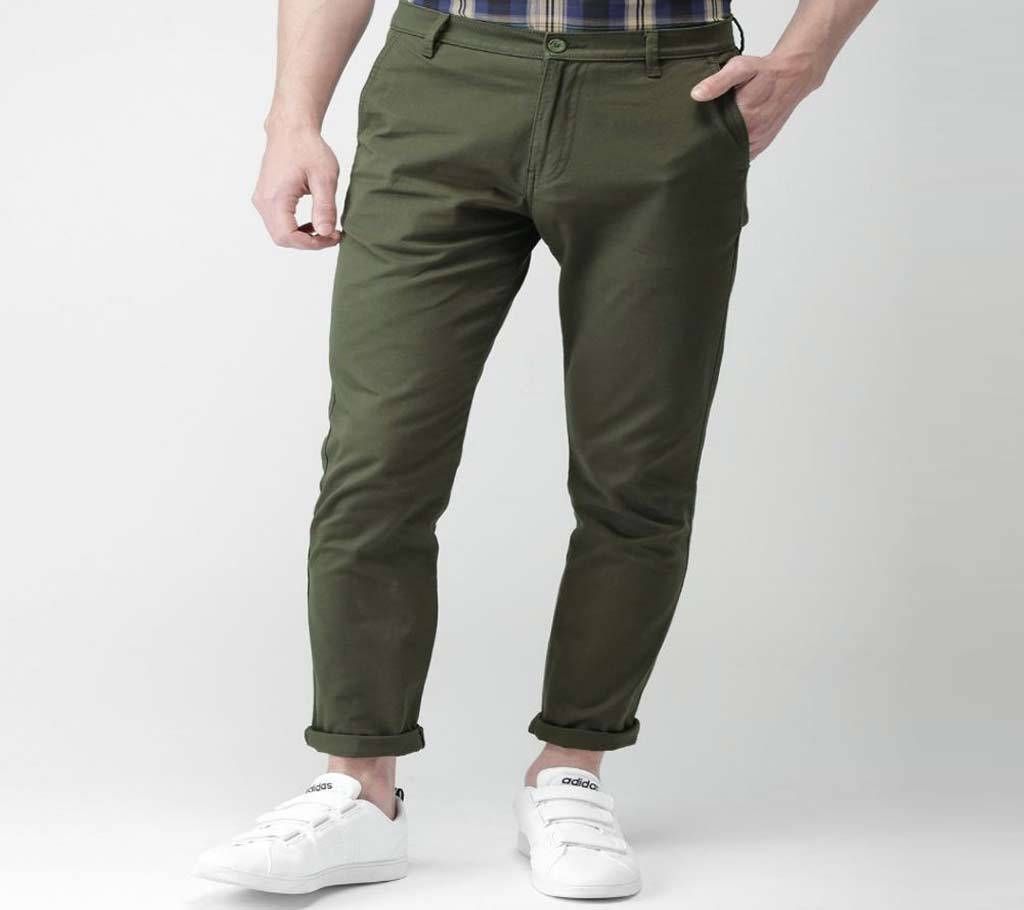 Menz slim fit gabardine full pants - Olive