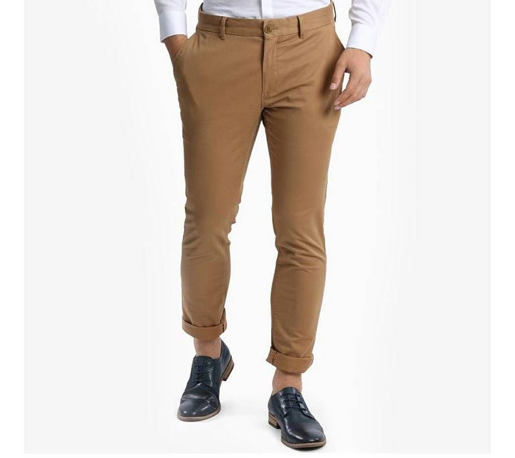 Deep Peeru Khaki Narrow Fit Gabardine Pant