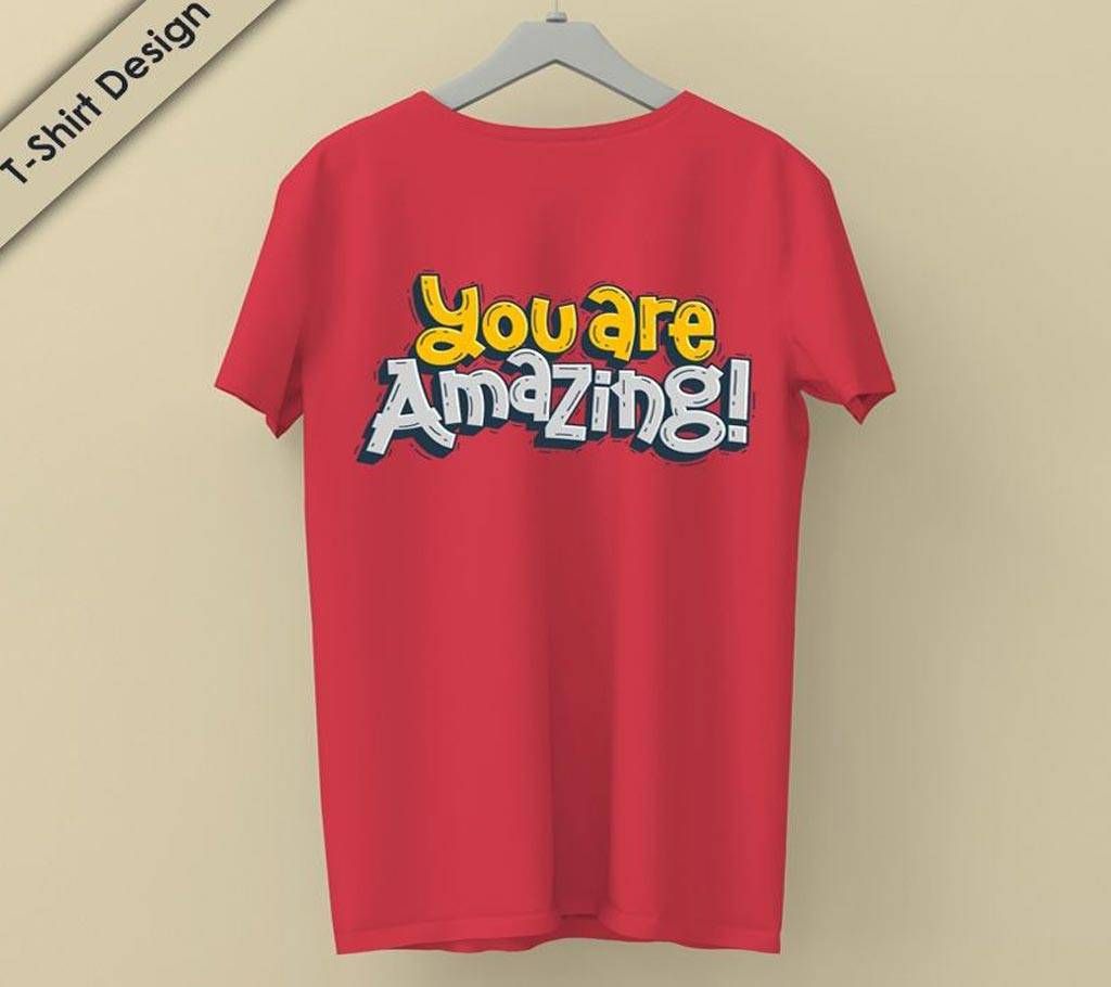 You are Amazing Half Sleeve Cotton T-Shirt For men-Red