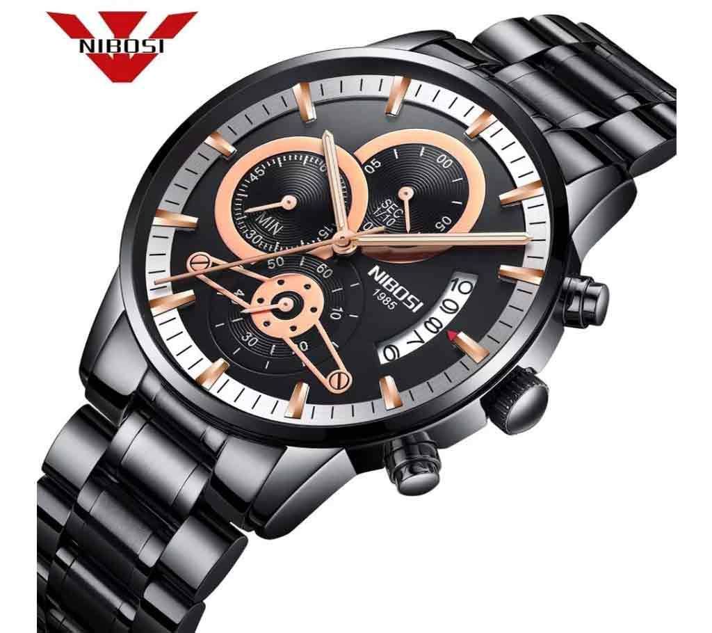 NIBOSI 2309-AC Mens Chronograph Quartz Wristwatch BLACK