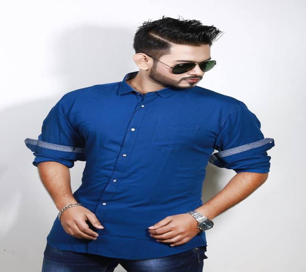 Full Sleeve Blue Contrast Shirt
