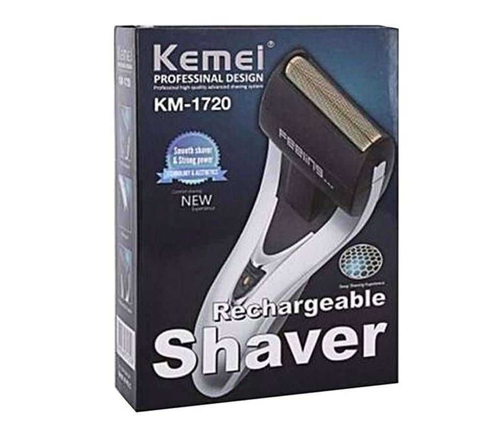 Kemei KM-1720 Rechargeable Electric Shaver - Black and Silver