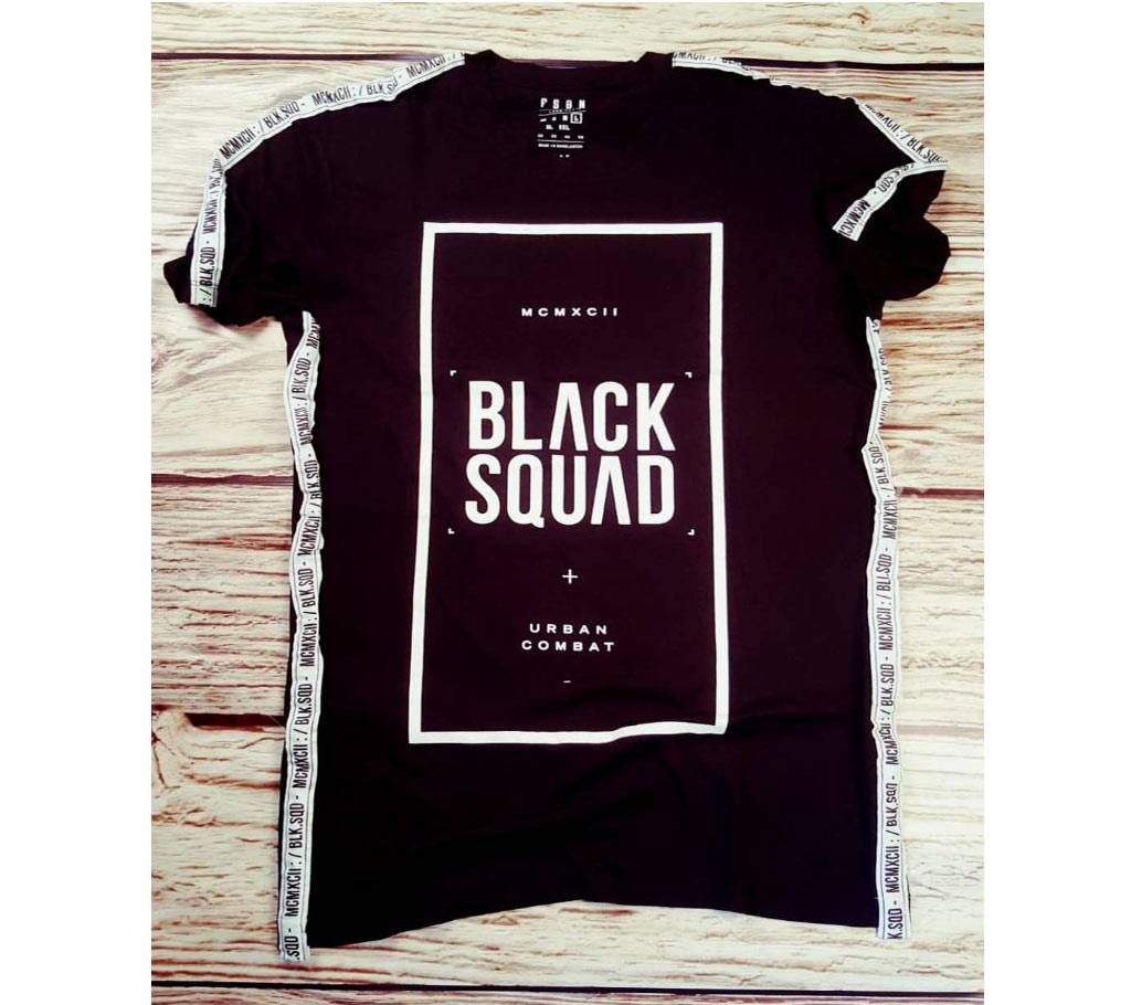 Black Squad round neck t shirt for men 