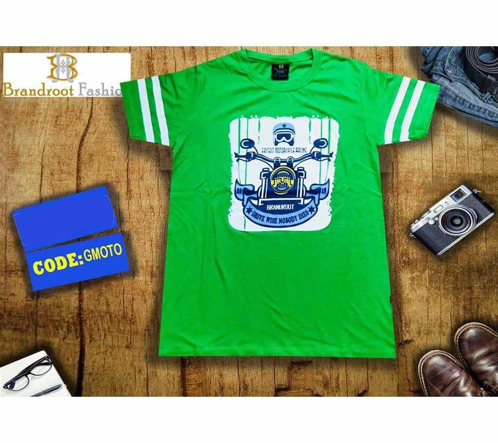Green Half Sleeve Cotton T shirt for men 