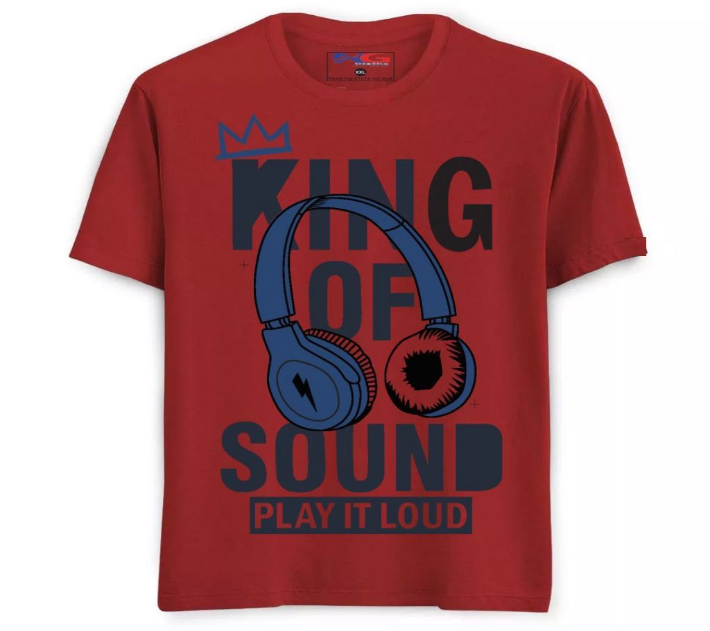 Summer Cotton Rubber print T-Shirt - Maroon - King Of Sound