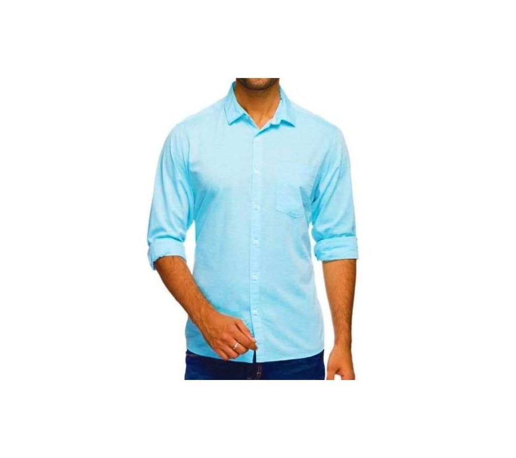 Mens Casual Smart Shirt  -  Aqua Blue