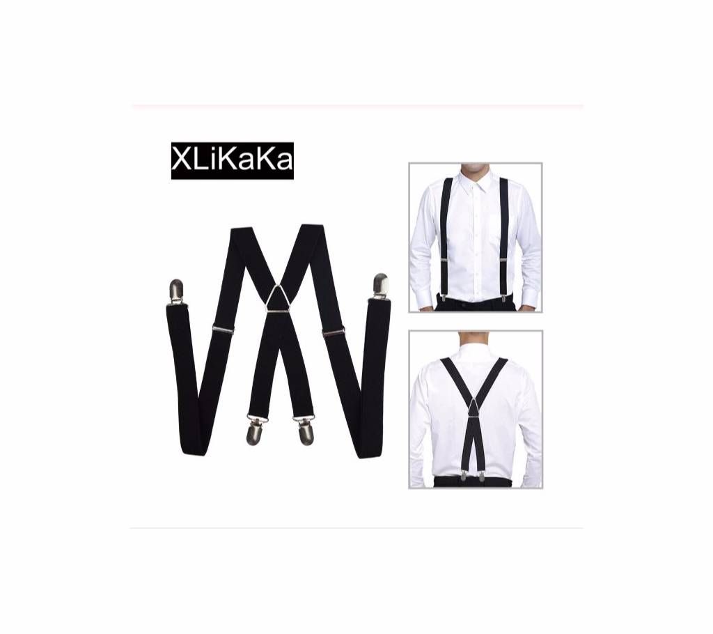 Men Solid Color Polyester Elastic Adult Belt Suspenders