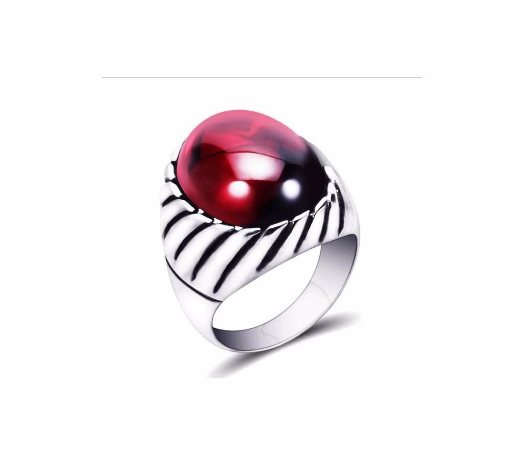 Titanium Steel Red Stone Rings
