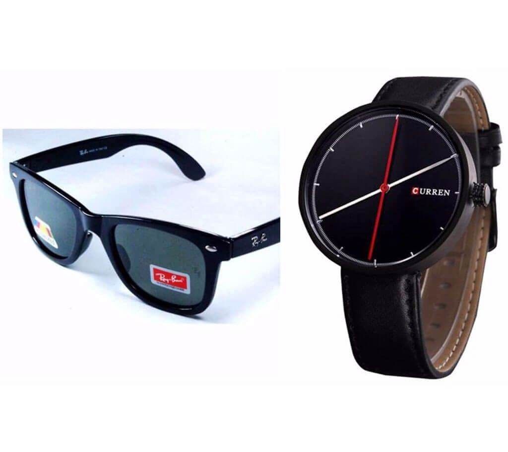 RAYBAN Sunglasses (Copy)  + CURREN Wrist Watch Combo