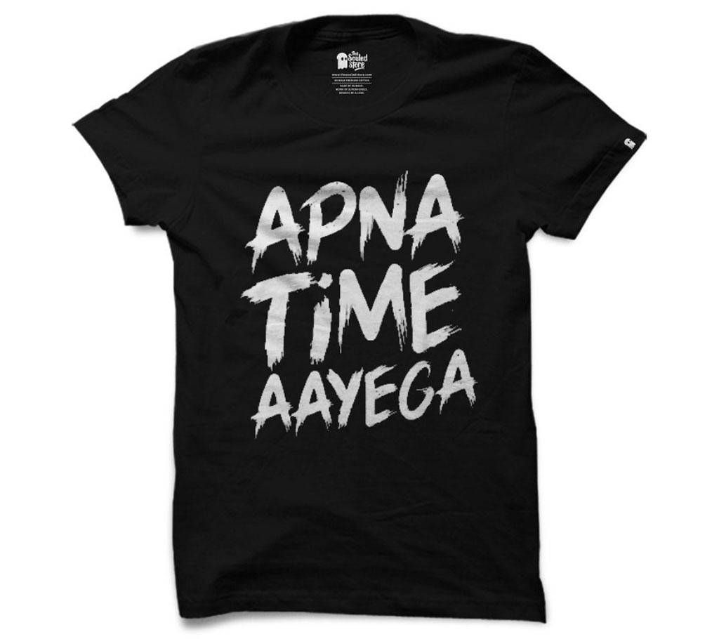 Apna Time Black Gents Summer T-Shirt - 