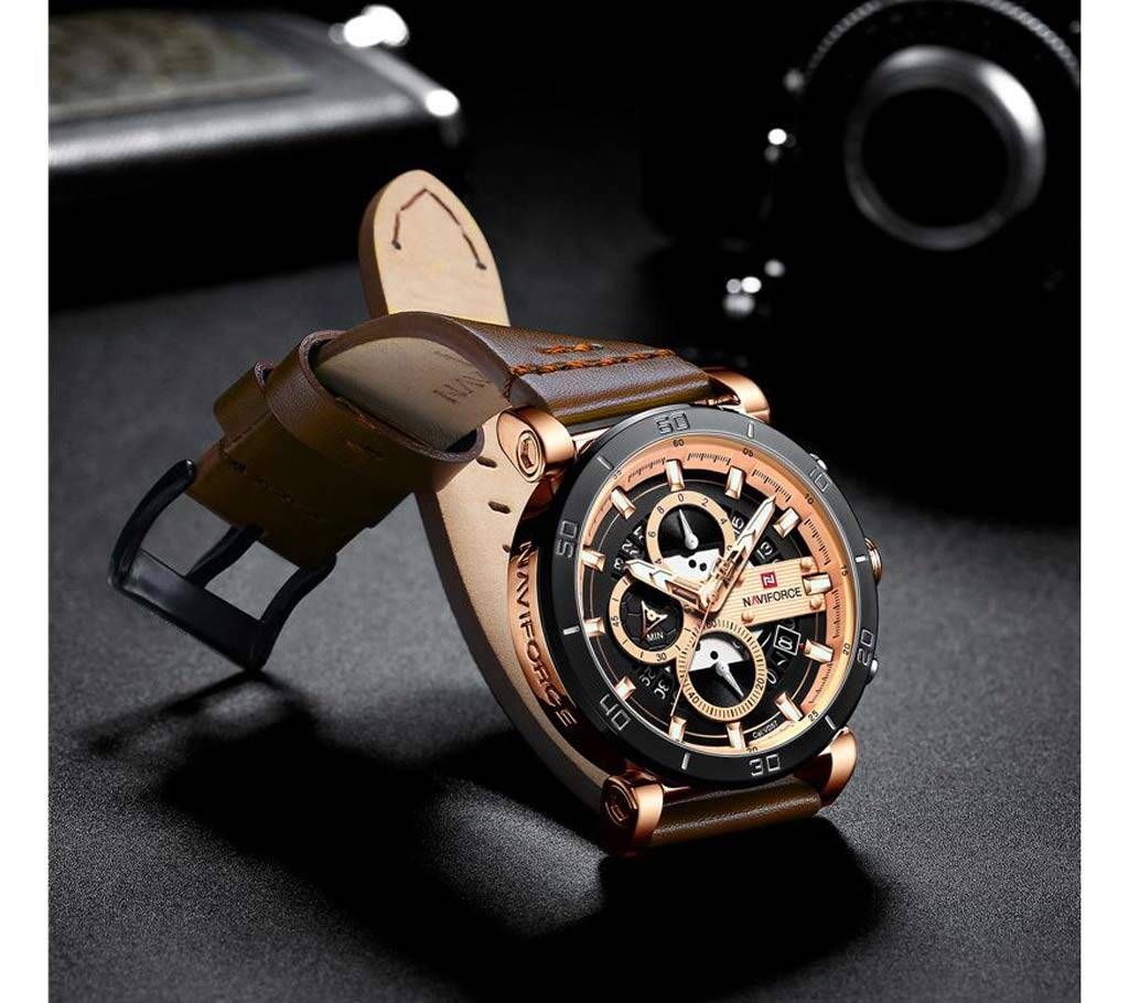 NAVIFORCE Men Watch Top Brand Luxury Sport Chronograph Military Army Watch Leather Quartz Male Clock 9131