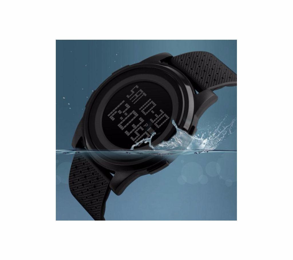 Sanda 337 Sports Silicon Wrist Watch for Men-Black