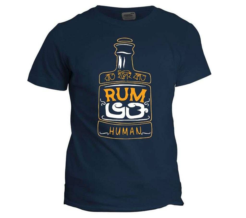 RAT HOLEI KAT NAVY BLUE COTTON TSHIRT FOR MEN