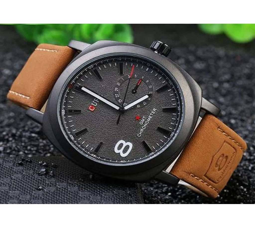 Curren PU Leather Wrist Watch For Men - Brown