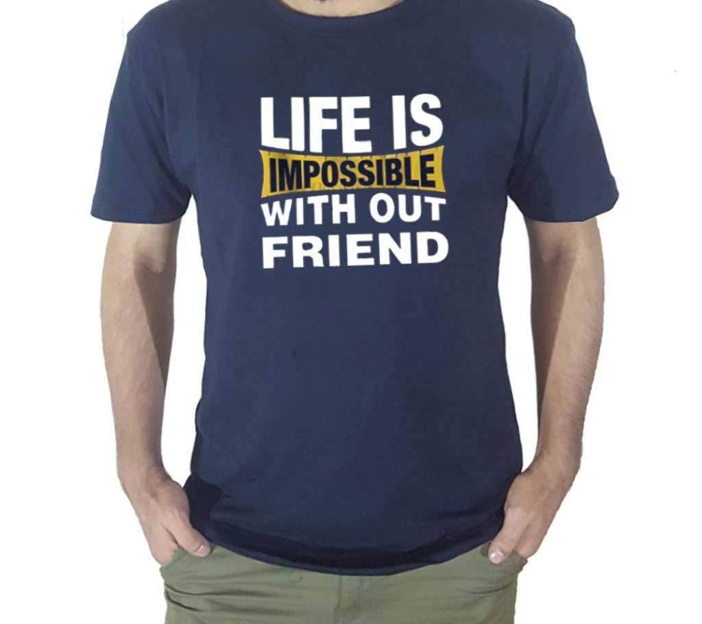 Text Printed Half Sleeve Cotton T Shirt For Men TS18