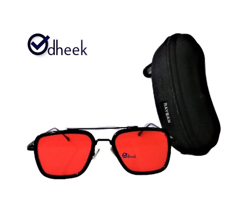  Metal Frame Men Sunglass Lens Red