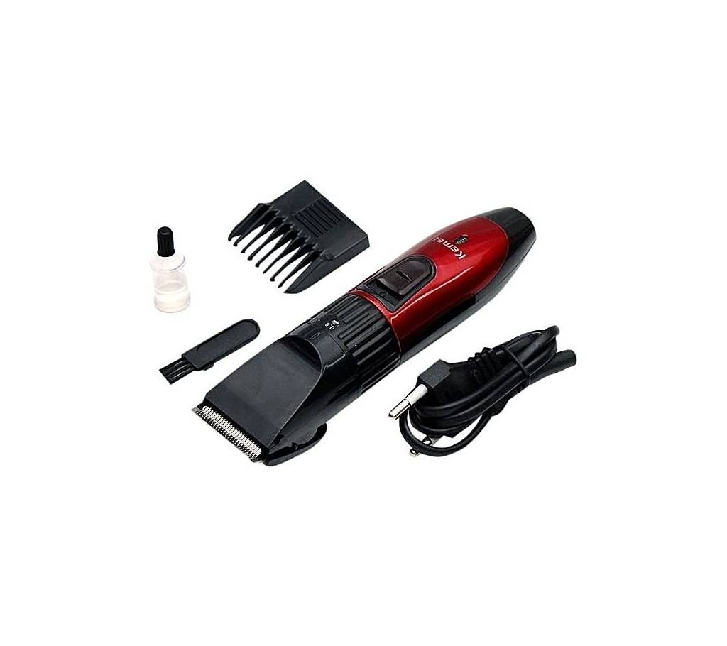 Kemei KM-730 Rechargeable Trimmer - Red And Black