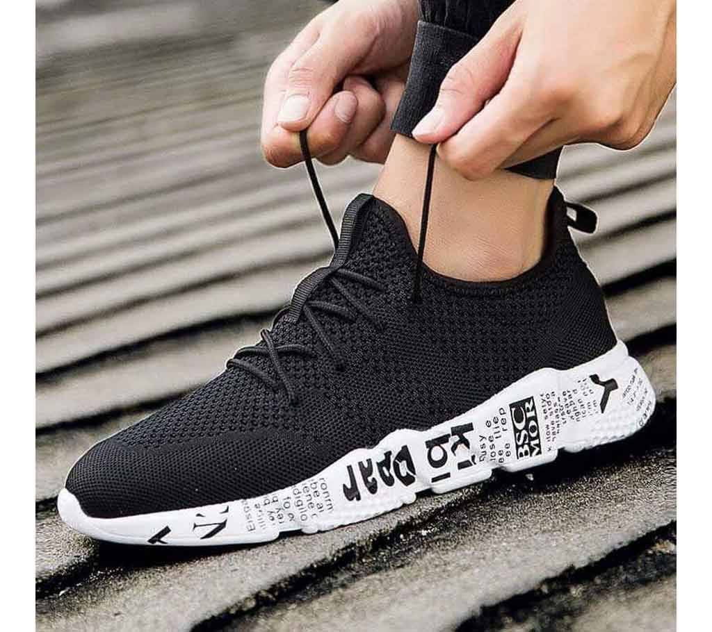 Black Washable Fabrics Shoe For Men
