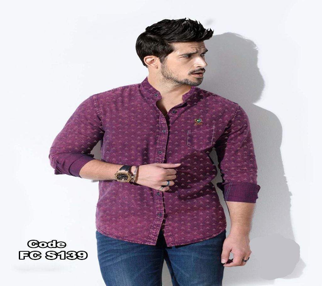 Violet with Multi Design Full Sleeve Shirt for Men