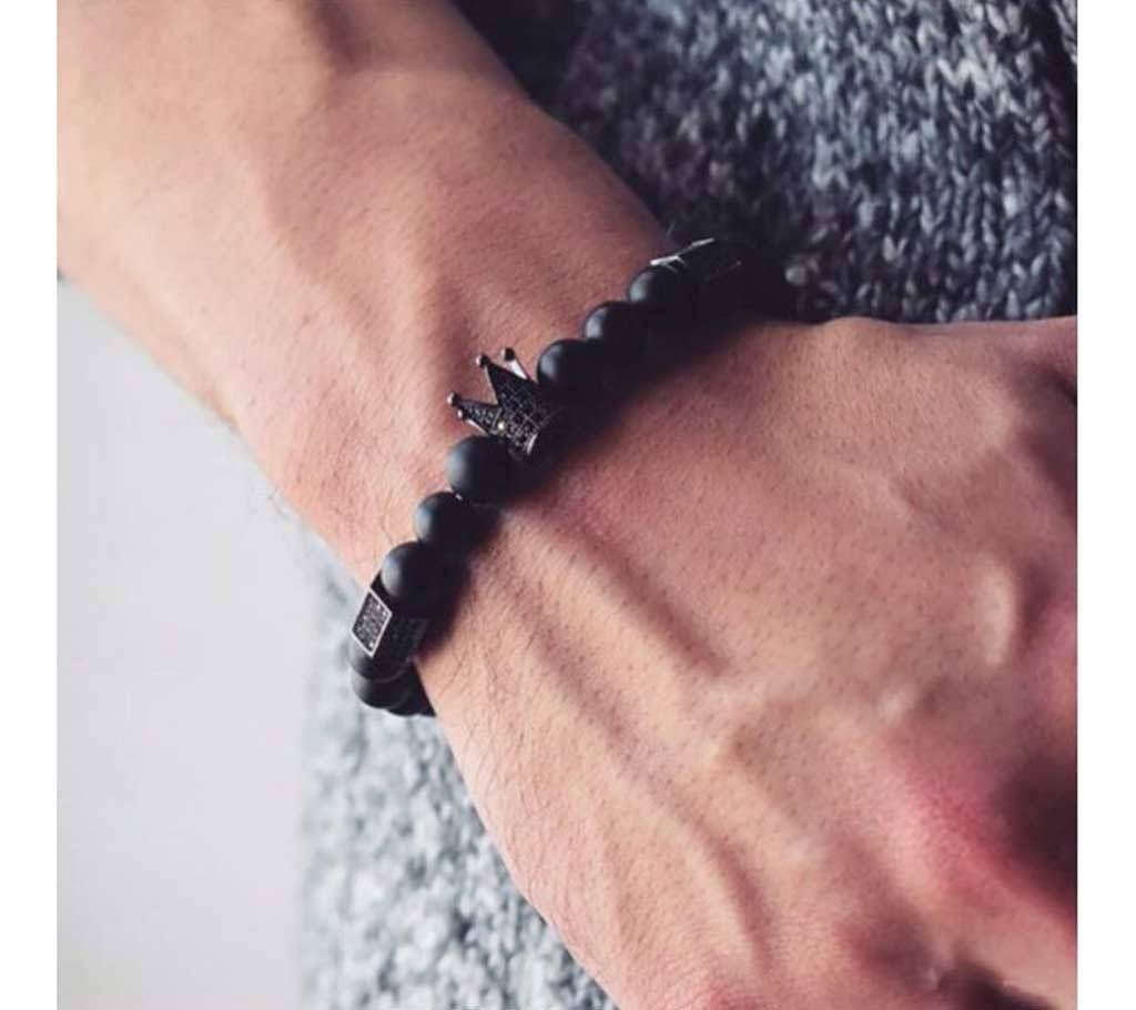 Crown Lava Natural Stone Beads  Bracelet For Men