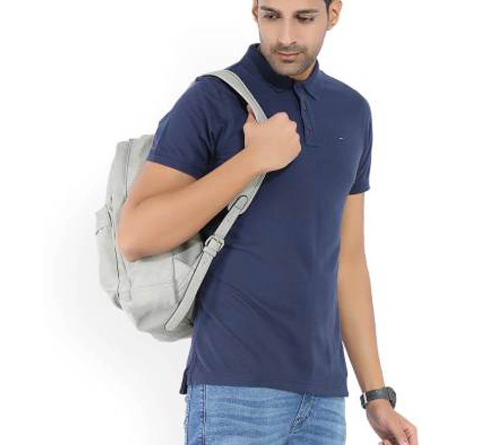 Solid Men's Polo Neck Blue Shirt