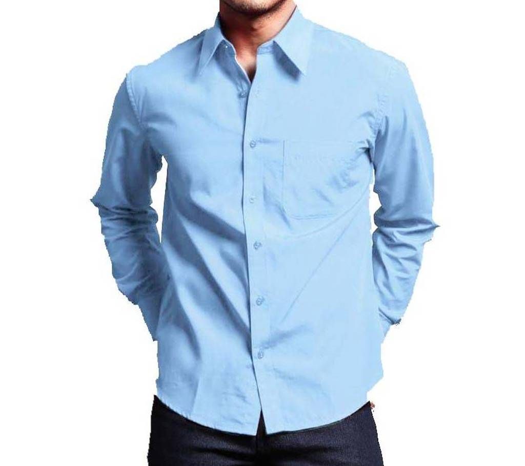 Sky Blue Long Sleeve Cotton Shirt