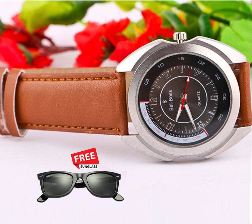 Bell Boss wrist watch for men with sunglasses free 