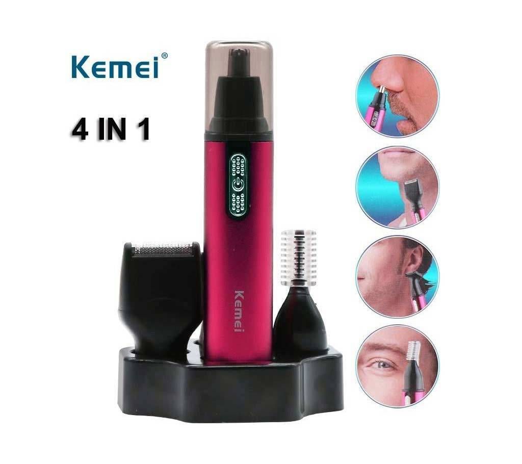 Kemei KM-6621 3 in 1 Nose and Hair Timmer - Magenta and Black